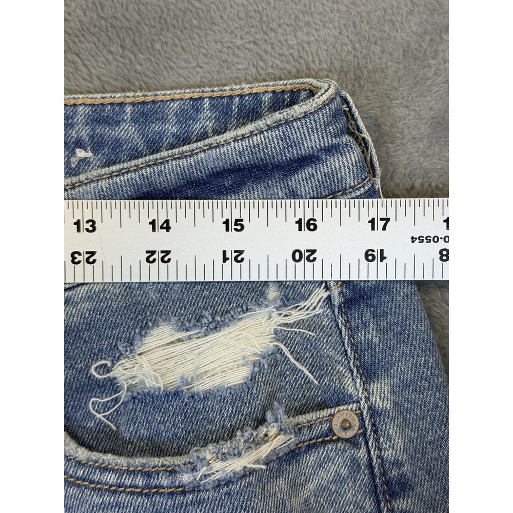 American Eagle Jeans Womens 14 Short Blue High Rise Mom Straight Distressed - Picture 3 of 10